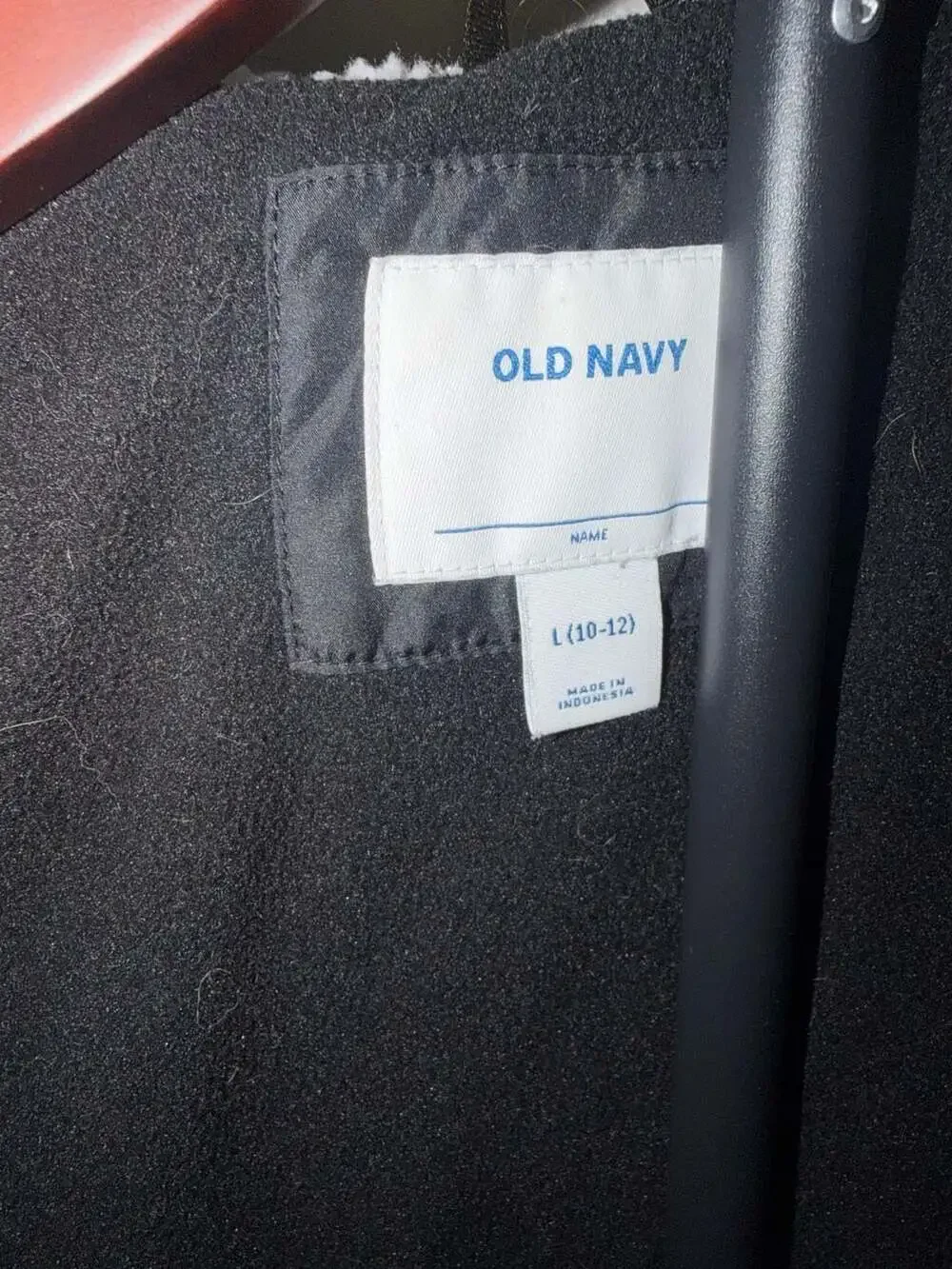 Old Navy Girls Black Hooded Puffer Coat with Faux Fur Trim Size L 10-12